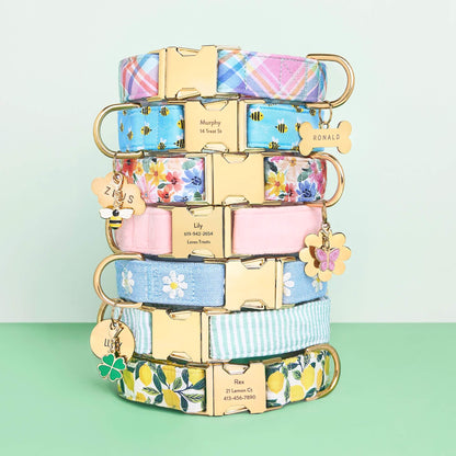 Blooming Plaid Dog Collar