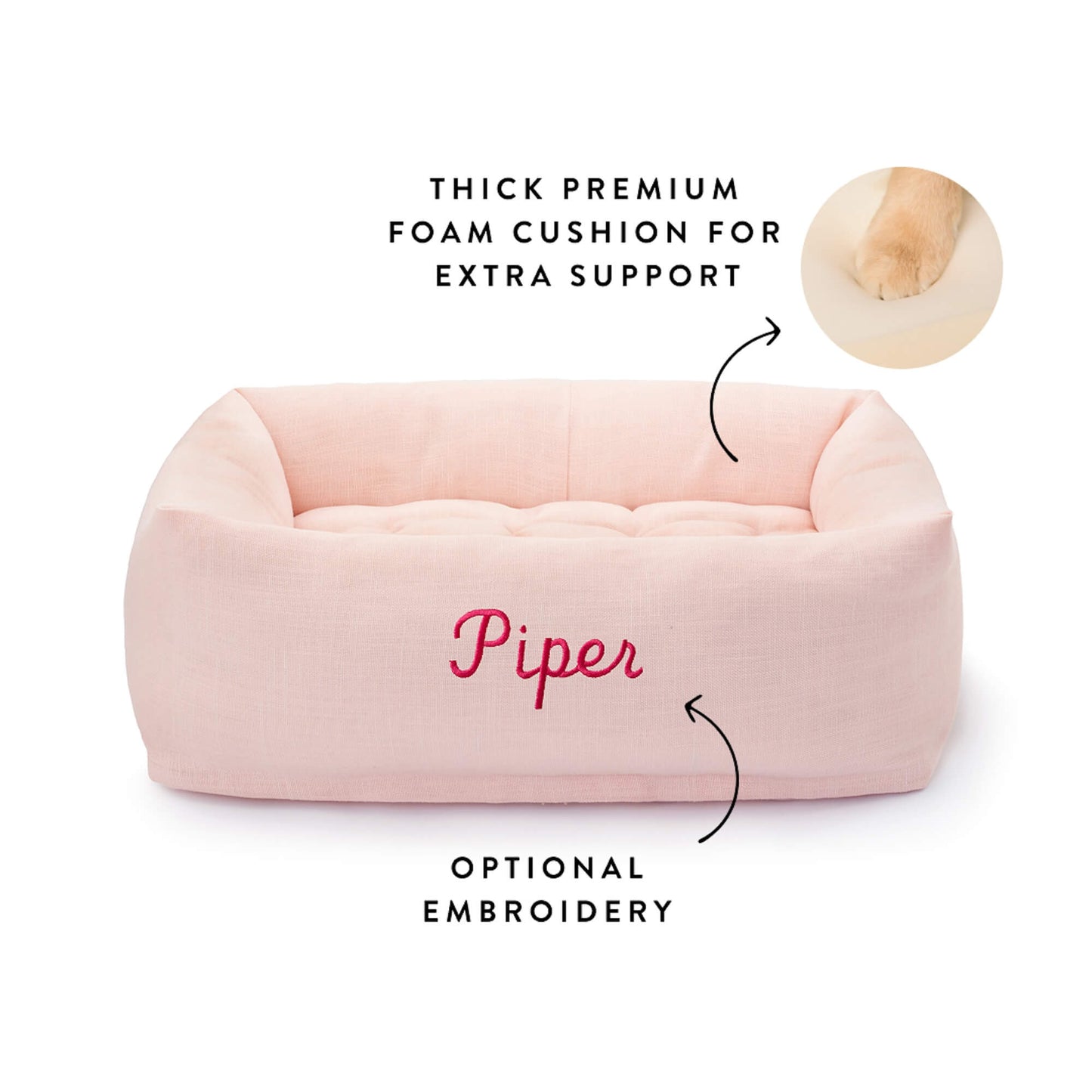 Blush Pink Bolster Dog Bed