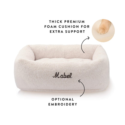 Ivory Recycled Sherpa Bolster Dog Bed