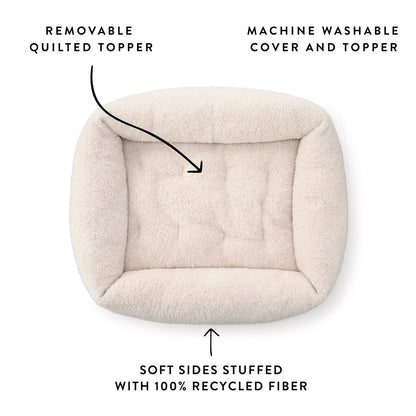 Ivory Recycled Sherpa Bolster Dog Bed