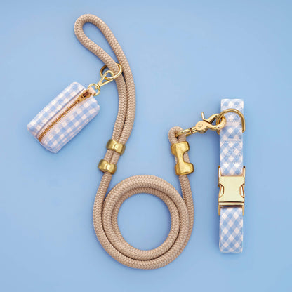 Sky Blue Gingham Collar Walk Set