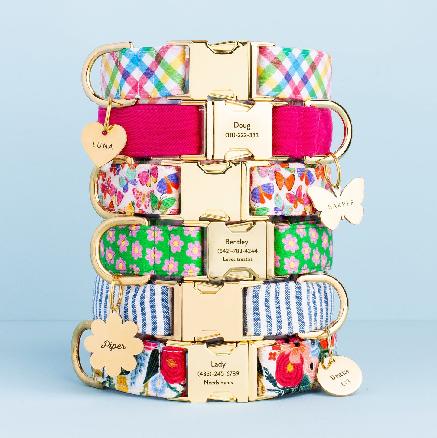 Lake Blue Stripe Dog Collar