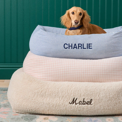 Ivory Recycled Sherpa Bolster Dog Bed