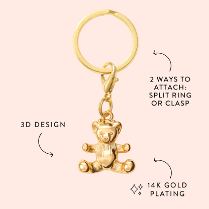 Gold Teddy Bear Collar Charm