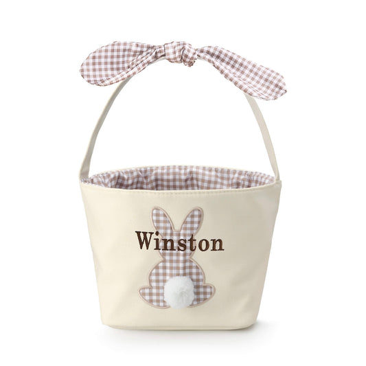 Taupe Gingham Easter Basket