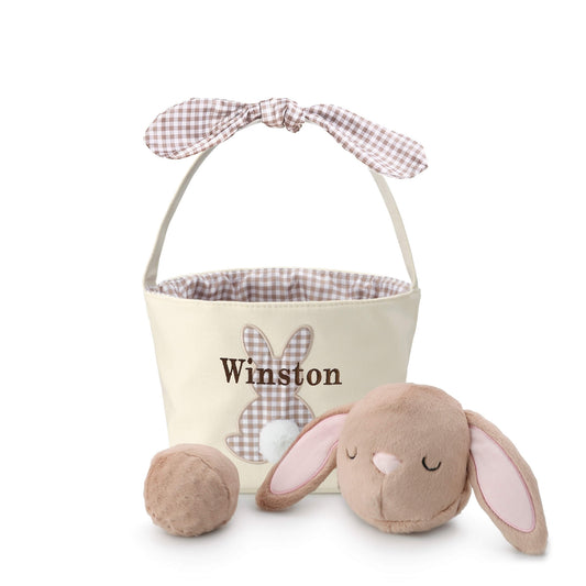 Taupe Gingham Easter Basket Starter Set