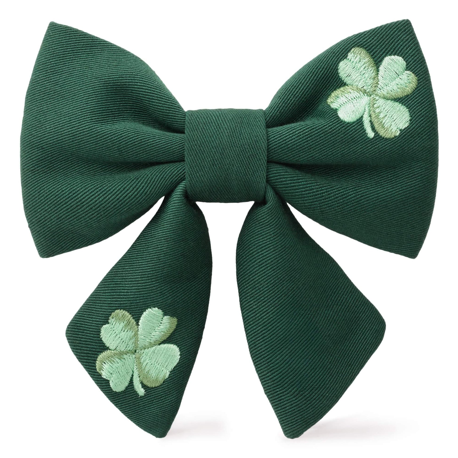 Clover Embroidered Lady Dog Bow