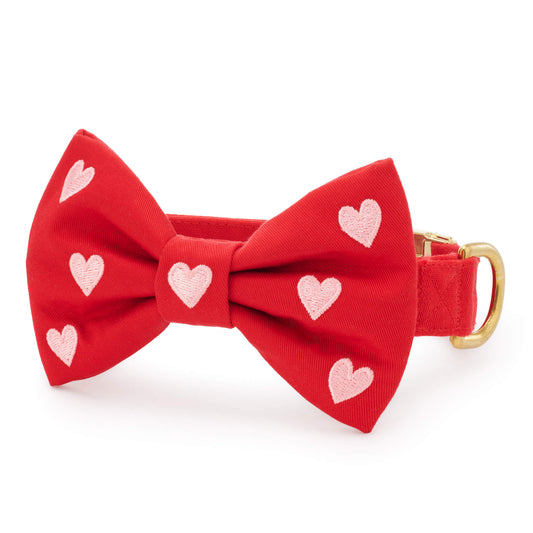 Hearts Embroidered Bow Tie Collar