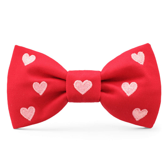 Hearts Embroidered Dog Bow Tie