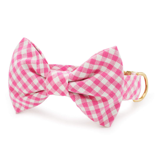 Hot Pink Gingham Bow Tie Collar