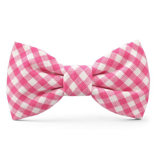 Hot Pink Gingham Dog Bow Tie