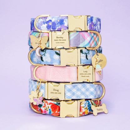 Blooming Plaid Dog Collar